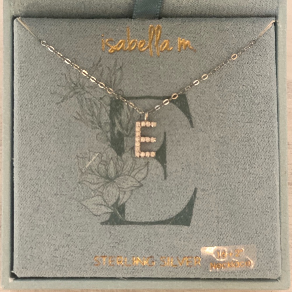 Isabella M "E" Initial Necklace